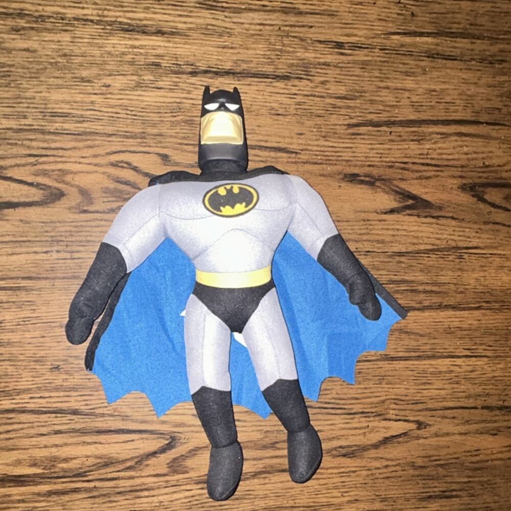 Vintage Batman 12" Plush Gray Black Blue Cape 1998 DC Comics Warner Bros.